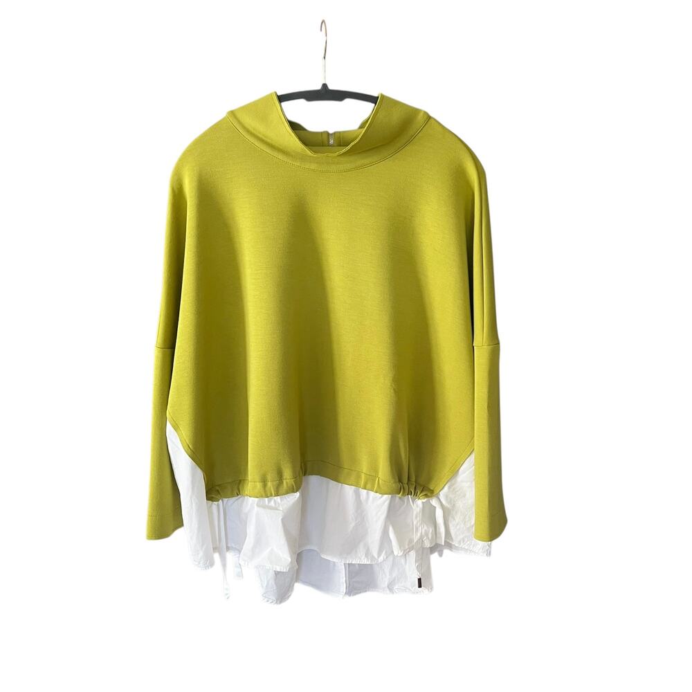 IC by Connie K Chartreuse Green Boxy Blouse Tunic Top Size Large NEW